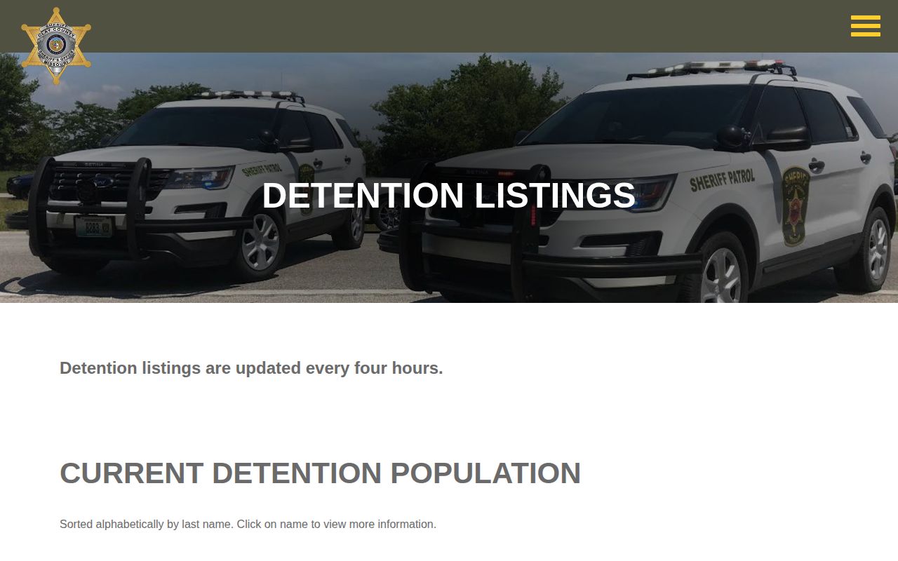 Clay County Detention Center current custody list and four-hour update notice